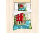 Abakuhaus Georgia Set Copripiumino Per Letti Singoli, Casa Nella Natura, Antiacaro Adatto A Chi Soffre Di Allergie Con Federa, 135 Cm X 200 Cm - 80 X 80 Cm, Guscio D'uovo Vermiglio
