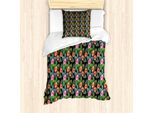 Abakuhaus Set Copripiumino Per Letto Singolo, Con Motivo Palme E Fiori, Antiacaro E Anallergico, Con Federa, 135 Cm X 200 Cm - 80 X 80 Cm, Multicolore