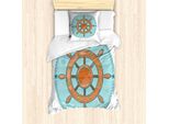 Abakuhaus Set Copripiumino Vintage Nautical Tattoo Per Letti Singoli, Disegno Di Bicicletta, Antiacaro, Adatto A Chi Soffre Di Allergie, Con Federa, 135 Cm X 200 Cm - 80 X 80 Cm, Seafoam Burnt Sienna