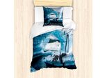 Set Copripiumino Abakuhaus Ice Berg Per Letti Singoli, Matanuska Glacier River, Antiacaro, Adatto A Chi Soffre Di Allergie, Con Federa, 135 Cm X 200 Cm - 80 X 80 Cm, Aqua Pale Purpleblue