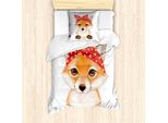 Abakuhaus Set Copripiumino Per Letto Singolo, Disegno Wild Animal, Antiacaro, Adatto A Chi Soffre Di Allergie, Con Federa, 135 Cm X 200 Cm - 80 X 80 Cm, Albicocca Corallo Scuro