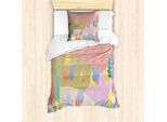 Abakuhaus Set Copripiumino In Colore Naturale Per Letti Singoli, Foglie Autunnali Pastello, Antiacaro, Adatto A Chi Soffre Di Allergie, Con Federa, 135 Cm X 200 Cm - 80 X 80 Cm, Blush Multicolor