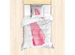 Abakuhaus Georgia Set Copripiumino Per Letti Singoli, Aereo Che Sorvola Lo Stato, Antiacaro, Adatto A Chi Soffre Di Allergie, Con Federa, 135 Cm X 200 Cm - 80 X 80 Cm, Bianco Rosa