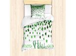 Abakuhaus Set Copripiumino A Trifoglio Per Letti Singoli, Trifoglio Di San Patrizio, Antiacaro, Adatto A Chi Soffre Di Allergie, Con Federa, 135 Cm X 200 Cm - 80 X 80 Cm, Verde Smeraldo-Felce