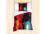 Abakuhaus Set Copripiumino In Colore Naturale Per Letti Singoli, Foglie Autunnali Color Caffè, Antiacaro E Anallergico Con Federa, 135 Cm X 200 Cm - 80 X 80 Cm, Multicolore