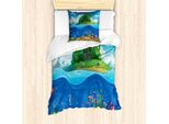 Abakuhaus Set Copripiumino Grafico Per Letti Singoli, Cartoni Animati Subacquei, Antiacaro, Adatto A Chi Soffre Di Allergie, Con Federa, 135 Cm X 200 Cm - 80 X 80 Cm, Multicolore