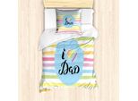 Abakuhaus Set Copripiumino Per Letto Singolo Per La Festa Del Papà, Disegno "I Love Dad"", Antiacaro, Adatto A Chi Soffre Di Allergie, Con Federa, 135 Cm X 200 Cm - 80 X 80 Cm, Multicolore"