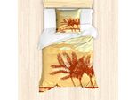 Abakuhaus Set Copripiumino Grafico Per Letti Singoli, Costa Estiva, Antiacaro, Adatto A Chi Soffre Di Allergie, Con Federa, 135 Cm X 200 Cm - 80 X 80 Cm, Paprika Arancione Pallido