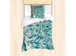 Abakuhaus Set Copripiumino Astratto Per Letto Singolo, Capelli Mossi, Antiacaro, Adatto A Chi Soffre Di Allergie, Con Federa, 135 Cm X 200 Cm - 80 X 80 Cm, Pale Sepia Seeblaue