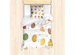 Abakuhaus Set Copripiumino Per Letti Singoli, Ananas, Banana, Arancia, Antiacaro, Adatto A Chi Soffre Di Allergie, Con Federa, 135 Cm X 200 Cm - 80 X 80 Cm, Multicolore