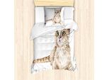 Abakuhaus Set Copripiumino Per Letto Singolo, Gattini Disegnati A Mano, Antiacaro, Adatto A Chi Soffre Di Allergie, Con Federa, 135 Cm X 200 Cm - 80 X 80 Cm, Multicolore