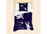 Abakuhaus Universo Set Copripiumino Per Letti Singoli, Astronauts Liebe Wording, Antiacaro, Adatto A Chi Soffre Di Allergie, Con Federa, 135 Cm X 200 Cm - 80 X 80 Cm, Viola Scuro Multicolore