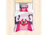 Abakuhaus Set Copripiumino Colorato Per Letti Singoli, Mostro Felice Con Corna, Antiacaro, Adatto A Chi Soffre Di Allergie, Con Federa, 135 Cm X 200 Cm - 80 X 80 Cm, Pale Mauve Multicolor