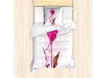 Abakuhaus Set Copripiumino Vintage Rosa Per Letti Singoli, Romantico, Antiacaro, Adatto A Chi Soffre Di Allergie, Con Federa, 135 Cm X 200 Cm - 80 X 80 Cm, Rosa Scuro Kaki