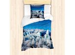 Set Copripiumino Abakuhaus Ice Berg Per Letti Singoli, Glacier Elements Lagoon, Antiacaro, Adatto A Chi Soffre Di Allergie, Con Federa, 135 Cm X 200 Cm - 80 X 80 Cm, Blu Azzurro Multicolore