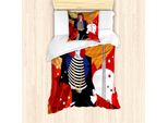 Abakuhaus Set Copripiumino Astratto Per Letto Singolo, Tema Musicale, Antiacaro, Adatto A Chi Soffre Di Allergie, Con Federa, 135 Cm X 200 Cm - 80 X 80 Cm, Multicolore Vermiglio