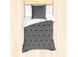 Abakuhaus Set Copripiumino Artistico Per Letti Singoli, Effetto Ondulato Esagoni, Antiacaro, Adatto A Chi Soffre Di Allergie, Con Federa, 135 Cm X 200 Cm - 80 X 80 Cm, Grigio Antracite E Bianco