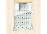 Set Copripiumino Abakuhaus Per Asilo Nido, Motivo Infantile Con Unicorni, Lune, Stelle E Pois Ripetuti, 135 X 200 Cm + 80 X 80 Cm, Multicolore
