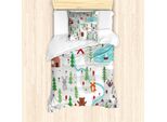 Abakuhaus Set Copripiumino Per Lettini Singoli, Childish Tier In Woods, Antiacaro, Adatto A Chi Soffre Di Allergie, Con Federa, 135 Cm X 200 Cm - 80 X 80 Cm, Multicolore