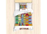 Abakuhaus Amsterdam Set Copripiumino Per Letti Singoli, Kalli Colorato, Antiacaro, Adatto A Chi Soffre Di Allergie, Con Federa, 135 Cm X 200 Cm - 80 X 80 Cm, Terra Giallo Multicolore