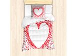 Abakuhaus Set Copripiumino Vintage Valentine Per Letti Singoli, Cuoricini, Antiacaro, Adatto A Chi Soffre Di Allergie, Con Federa, 135 Cm X 200 Cm - 80 X 80 Cm, Rosa Pastello Vermiglio