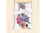 Abakuhaus Set Copripiumino Romantico Per Letti Singoli, Bouquet Di Fiori Hydrangea Mix, Antiacaro E Anallergico, Con Federa, 135 Cm X 200 Cm - 80 X 80 Cm, Bianco Multicolore