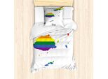 Abakuhaus Set Copripiumino Fiji Per Letti Singoli, Disegno Con Arcobaleno E Scritta, Antiacaro E Anallergico, Con Federa, 135 Cm X 200 Cm - 80 X 80 Cm, Multicolore