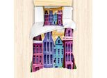Abakuhaus Amsterdam Set Copripiumino Per Letti Singoli, Streets Dutch Residences, Antiacaro, Adatto A Chi Soffre Di Allergie, Con Federa, 135 Cm X 200 Cm - 80 X 80 Cm, Arancione Chiaro Multicolore