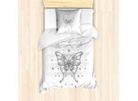 Abakuhaus Set Copripiumino Alchimie Per Letti Singoli, Tonalità Tenui Boho Butterfly, Antiacaro, Adatto A Chi Soffre Di Allergie, Con Federa, 135 Cm X 200 Cm - 80 X 80 Cm, Grigio Bianco