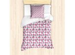 Abakuhaus Set Copripiumino Femminile, Stampa Ripetitiva Con Profumo, Rossetto, Articoli Per La Cura Femminile E Pois, 135 X 200 Cm + 80 X 80 Cm, Rosa E Grigio Scuro