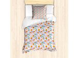 Abakuhaus Set Copripiumino Astratto Per Letti Singoli, Petali E Forme Geometriche, Antiacaro, Adatto A Chi Soffre Di Allergie, Con Federa, 135 Cm X 200 Cm - 80 X 80 Cm, Pale Taupe Multicolor