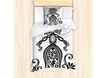 Abakuhaus Set Copripiumino Astratto Per Letti Singoli, Decorazione Femminile Vintage, Antiacaro, Adatto A Chi Soffre Di Allergie, Con Federa, 135 Cm X 200 Cm - 80 X 80 Cm, Grigio Antracite E Bianco