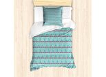 Abakuhaus Set Copripiumino Per Letto Singolo Con Stampa Gufo, Libri Impilati E Stelle, Antiacaro E Anallergico, Con Federa, 135 Cm X 200 Cm - 80 X 80 Cm, Seafoam E Multicolor