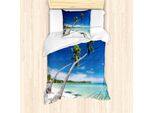 Abakuhaus Set Copripiumino Fiji Per Letti Singoli, Alberi Che Pendono Sopra Una Laguna, Antiacaro Adatto A Chi Soffre Di Allergie Con Federa, 135 Cm X 200 Cm - 80 X 80 Cm, Blu Cobalto-Turchese