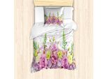 Abakuhaus Set Copripiumino Vintage Rosa Per Letti Singoli, Copriletto Romantic Flower, Antiacaro E Anallergico Con Federa, 135 Cm X 200 Cm - 80 X 80 Cm, Blu Eggshell