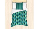 Abakuhaus Set Copripiumino Per Letti Singoli, Grunge Auszugs-Wellen, Antiacaro, Adatto A Chi Soffre Di Allergie, Con Federa, 135 Cm X 200 Cm - 80 X 80 Cm, Verde Giada-Verde Chiaro
