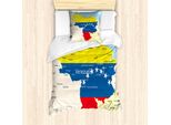 Abakuhaus Venezuela Set Copripiumino Per Letti Singoli, Mappa Colorata Dettagliata, Antiacaro, Adatto A Chi Soffre Di Allergie, Con Federa, 135 Cm X 200 Cm - 80 X 80 Cm, Multicolore
