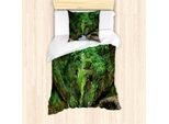 Abakuhaus Georgia Set Copripiumino Per Letti Singoli, Paesaggio Gachedili Canyon, Antiacaro, Adatto A Chi Soffre Di Allergie, Con Federa, 135 Cm X 200 Cm - 80 X 80 Cm, Fern Green Lime Green