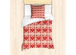 Abakuhaus Set Copripiumino Vintage Valentine Per Letti Singoli, Cuori Appassionati, Antiacaro, Adatto A Chi Soffre Di Allergie, Con Federa, 135 Cm X 200 Cm - 80 X 80 Cm, Color Crema E Vermiglio