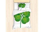 Abakuhaus Set Copripiumino A Trifoglio Per Letti Singoli, Dettagliato 4 Leaf Shamrock, Antiacaro, Adatto A Chi Soffre Di Allergie, Con Federa, 135 Cm X 200 Cm - 80 X 80 Cm, Verde Felce, Giallo, Verde