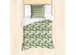 Abakuhaus Set Copripiumino Per Letto Singolo, Uccelli Composizione Foglie, Antiacaro, Adatto A Chi Soffre Di Allergie, Con Federa, 135 Cm X 200 Cm - 80 X 80 Cm, Multicolore