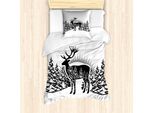 Abakuhaus Wild Jagen Set Copripiumino Per Letti Singoli, Ren-Fichte-Wald, Antiacaro, Adatto A Chi Soffre Di Allergie, Con Federa, 135 Cm X 200 Cm - 80 X 80 Cm, Grigio Antracite Bianco