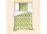 Set Copripiumino Abakuhaus Per Letti Singoli, Vivid Sommer Citrus Blossom, Antiacaro, Adatto A Chi Soffre Di Allergie, Con Federa, 135 Cm X 200 Cm - 80 X 80 Cm, Giallo E Verde