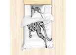 Abakuhaus Set Copripiumino Aborigeno Per Letti Singoli, Kangaroo Astratto Elaborato, Antiacaro, Adatto A Chi Soffre Di Allergie, Con Federa, 135 Cm X 200 Cm - 80 X 80 Cm, Grigio Antracite E Bianco