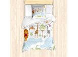 Abakuhaus Set Copripiumino Per Letto Singolo, Paesaggio Boschivo, Antiacaro, Adatto A Chi Soffre Di Allergie, Con Federa, 135 Cm X 200 Cm - 80 X 80 Cm, Azzurro Multicolore