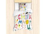 Abakuhaus Set Copripiumino Per Letti Singoli, Divertenti Lettere Infantili, Antiacaro, Adatto A Chi Soffre Di Allergie, Con Federa, 135 Cm X 200 Cm - 80 X 80 Cm, Multicolore