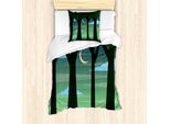 Abakuhaus Set Copripiumino Per Letto Singolo, Dreamy Wald Bei Nacht, Antiacaro, Adatto A Chi Soffre Di Allergie, Con Federa, 135 Cm X 200 Cm - 80 X 80 Cm, Verde Scuro Multicolore