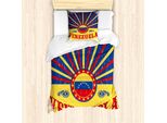 Abakuhaus Venezuela Set Copripiumino Per Letti Singoli, Effetto Grunge Sunburst, Antiacaro, Adatto A Chi Soffre Di Allergie, Con Federa, 135 Cm X 200 Cm - 80 X 80 Cm, Multicolore