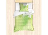 Abakuhaus Set Copripiumino Artistico Astratto Per Letti Singoli, Monocromatico Smokey, Antiacaro, Adatto A Chi Soffre Di Allergie, Con Federa, 135 Cm X 200 Cm - 80 X 80 Cm, Verde Verde