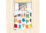 Abakuhaus Set Copripiumino Per Letto Singolo, Abc Educational Letters, Antiacaro E Anallergico, Con Federa, 135 Cm X 200 Cm - 80 X 80 Cm, Rosa Arancione